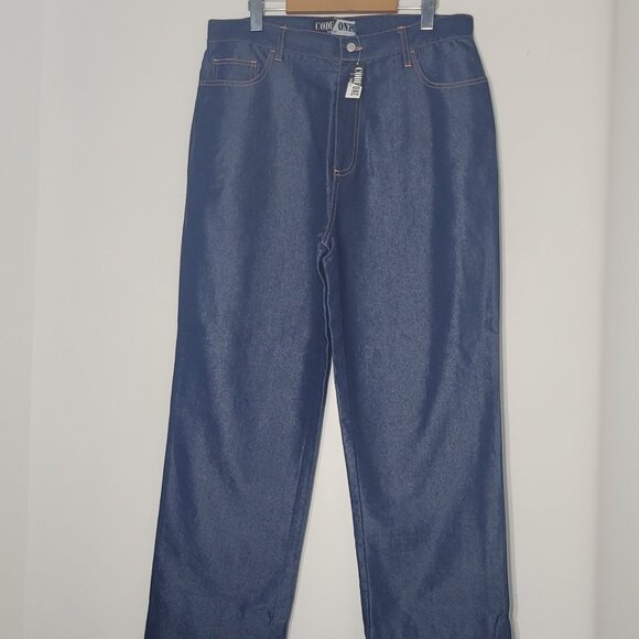 Code One NEW Women Navy Blue Cotton Blend High Rise Straight Leg Jean 15/16 NWT - Picture 1 of 17